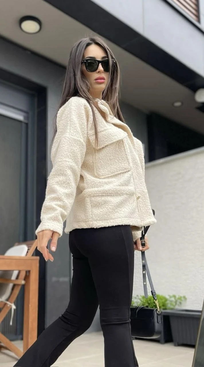 Beli Büzgülü Buklet Kumaş Ceket Kahve