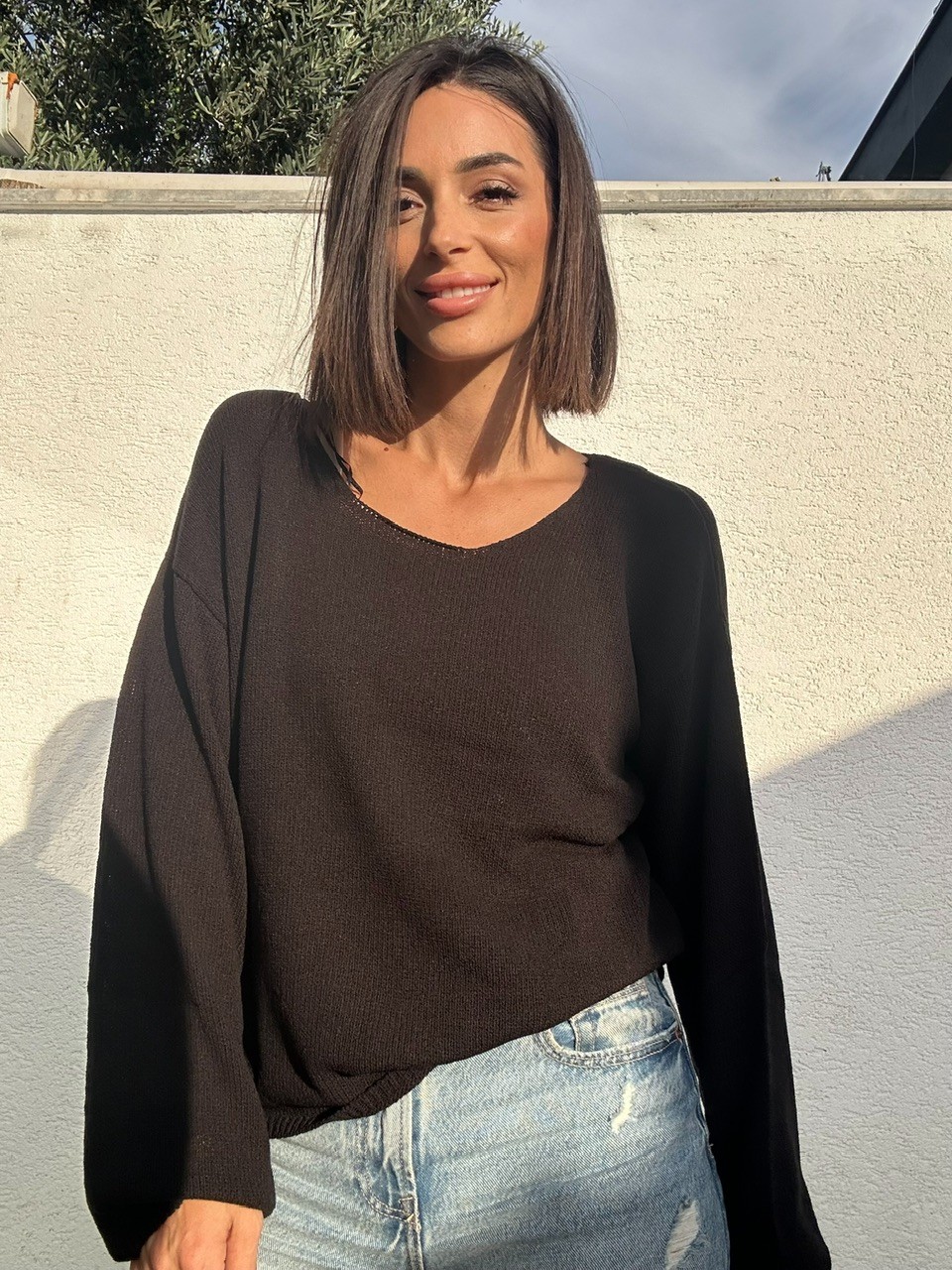 Dilvin Yuvarlak Yaka Triko - Siyah