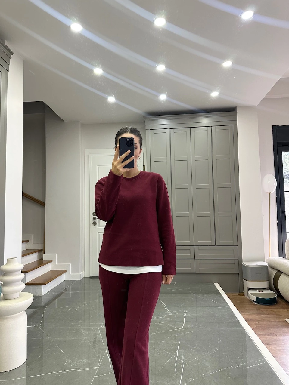 Selanik Kumaş İkili Takım  - Bordo