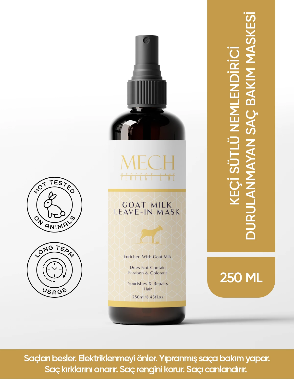 MECH PERFECT LINE KEÇİ SÜTLÜ NEMLENDİRİCİ DURULANMAYAN SAÇ BAKIM MASKESİ 250 ml