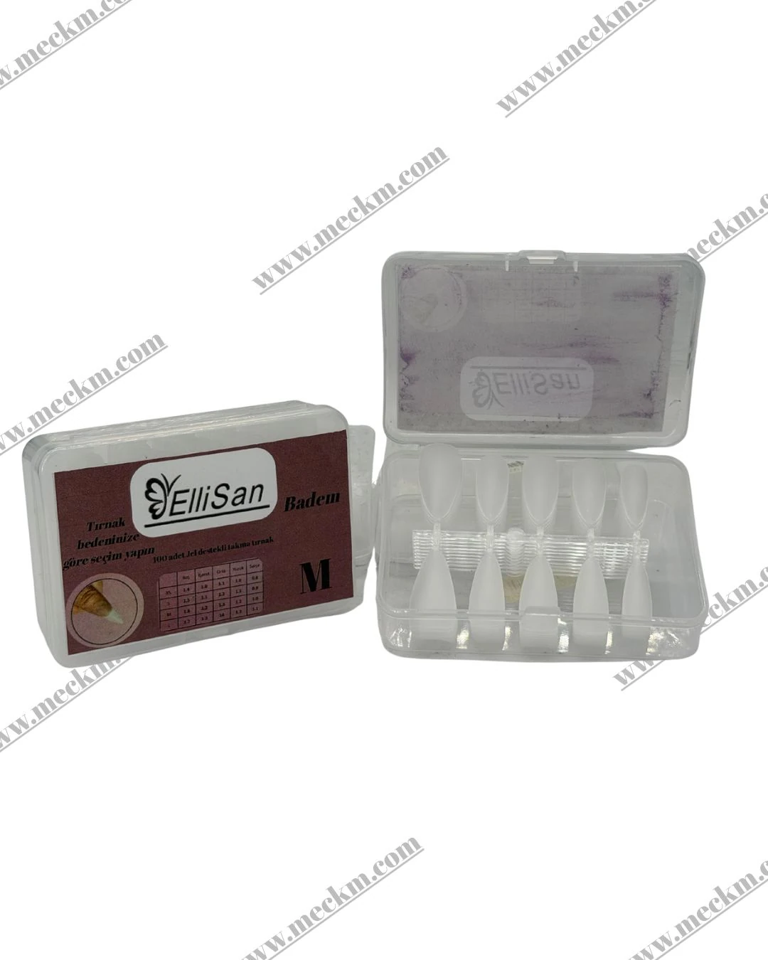 ELLİSAN JEL DESTEKLİ BADEM ŞEKLİNDE TAKMA TIRNAK M 100 ADET 