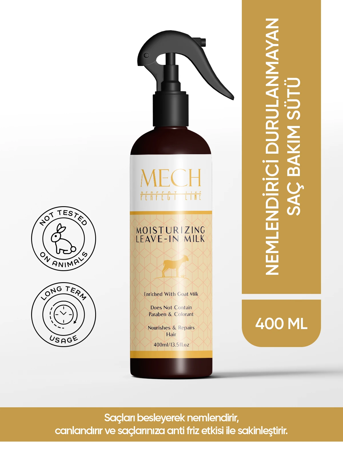 MECH PERFECT LINE KEÇİ SÜTLÜ NEMLENDİRİCİ DURULANMAYAN SAÇ BAKIM SÜTÜ 400 ml