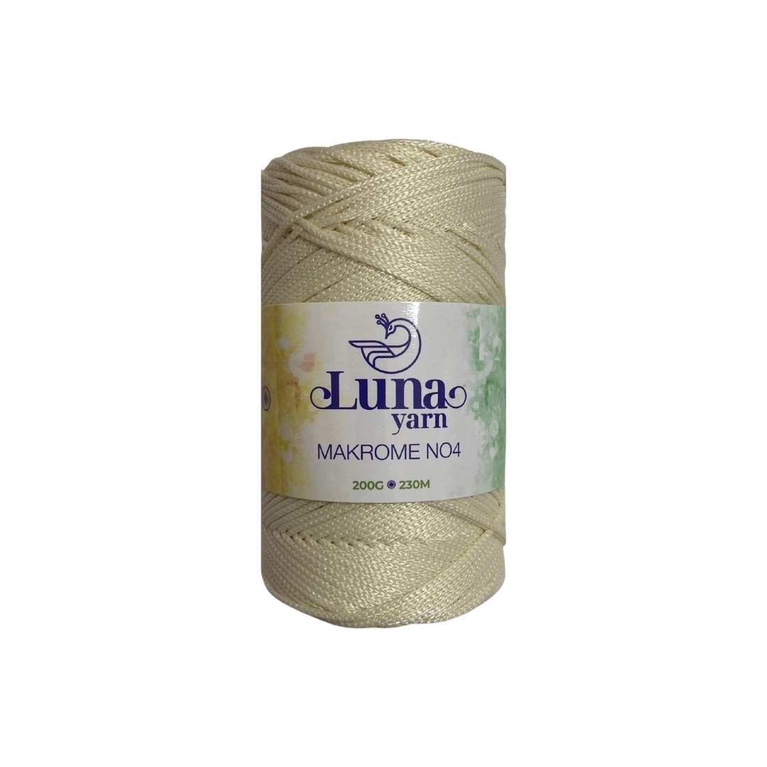 Luna Polyester Makrome El Örgü İpi - Açık Krem Rengi-2 image