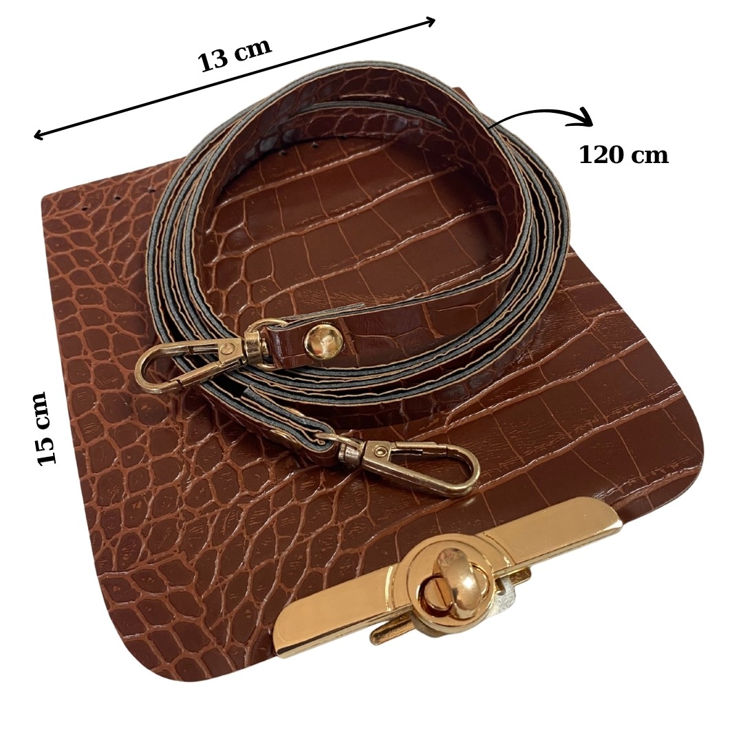 Desenli Mini Bag Çanta Kiti  - Taba image