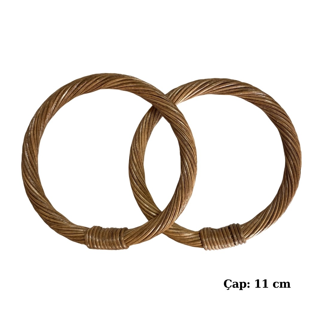 Yuvarlak Bambu Çanta Sapı - Bej image