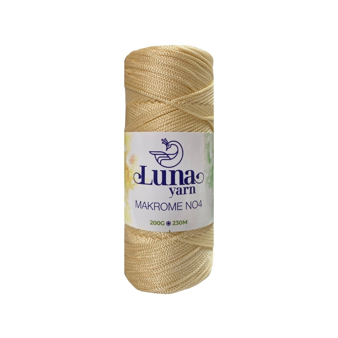 Luna Polyester Makrome El Örgü İpi - Krem Rengi image