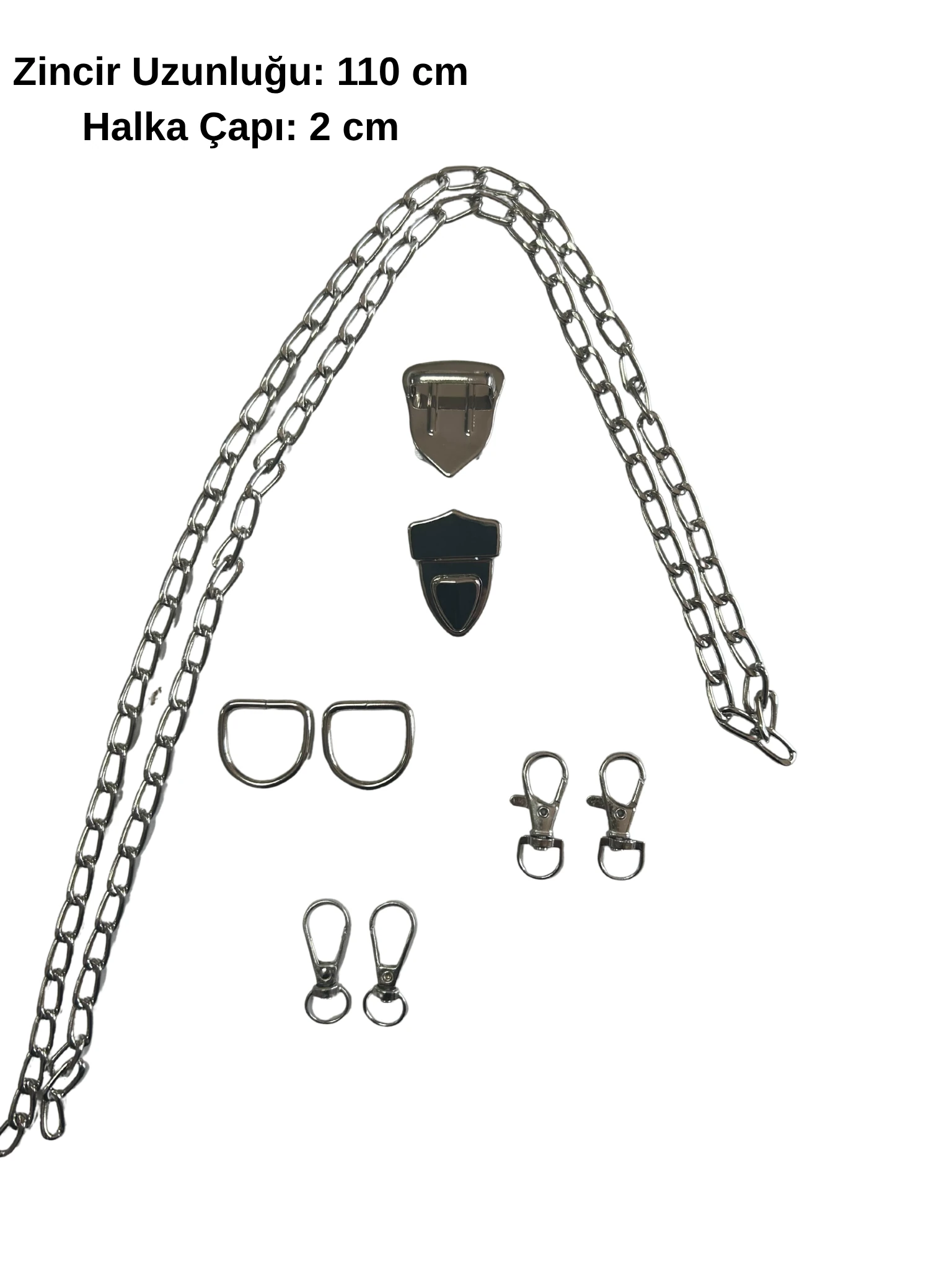 Üçgen Tokalı Çanta Zincir Seti - GOLD image