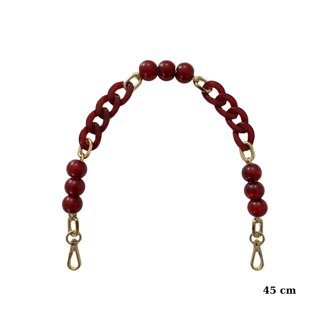 Akrilik Boncuklu Zincirli Çanta Sapı - Bordo main variant image