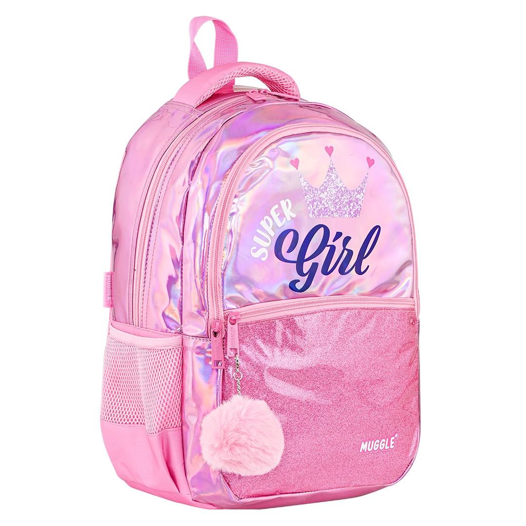 Muggle Mu-9039 Super Girl Parlak Kız Çocuk İlkokul Çantası