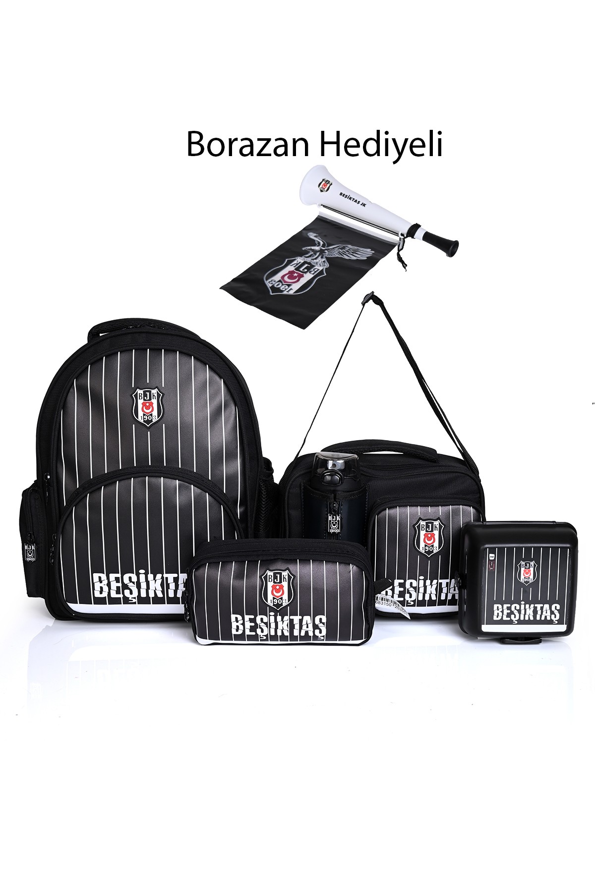 Beşiktaş 25352 Lisanslı 5'li Okul Seti – Sırt Çantası, Beslenme, Kalemlik, Matara, Beslenme Kabı
