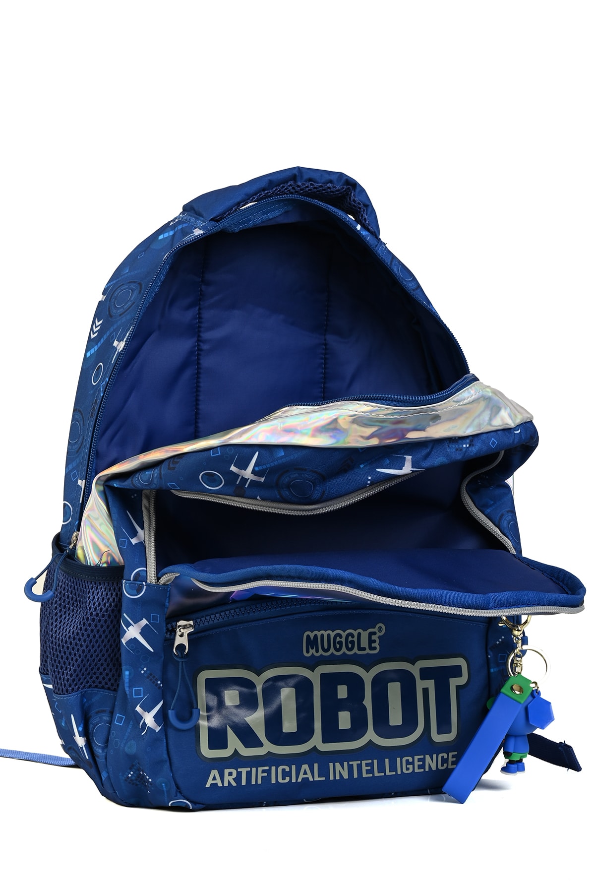 Muggle Mu5904 Robot İlkokul Sırt Çantası 3'Lü Set [Okul Çantası+Beslenme Çantası+Kalem Kutusu)