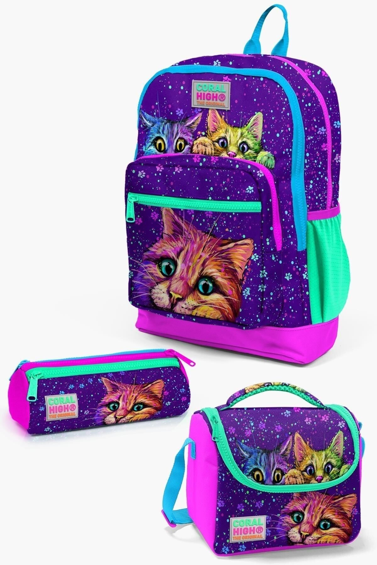 Kids 23732 Kedi 3’lü Okul Çanta Seti