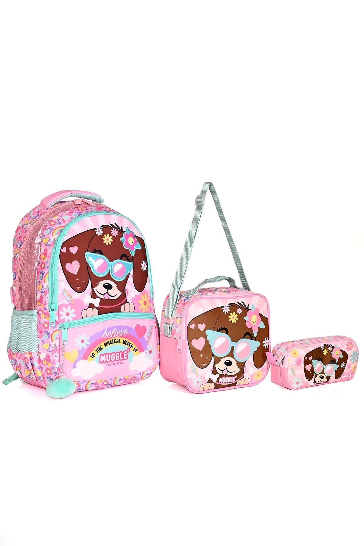 9008 Cute Dog Okul Sırt Çantası 3'Lü Set