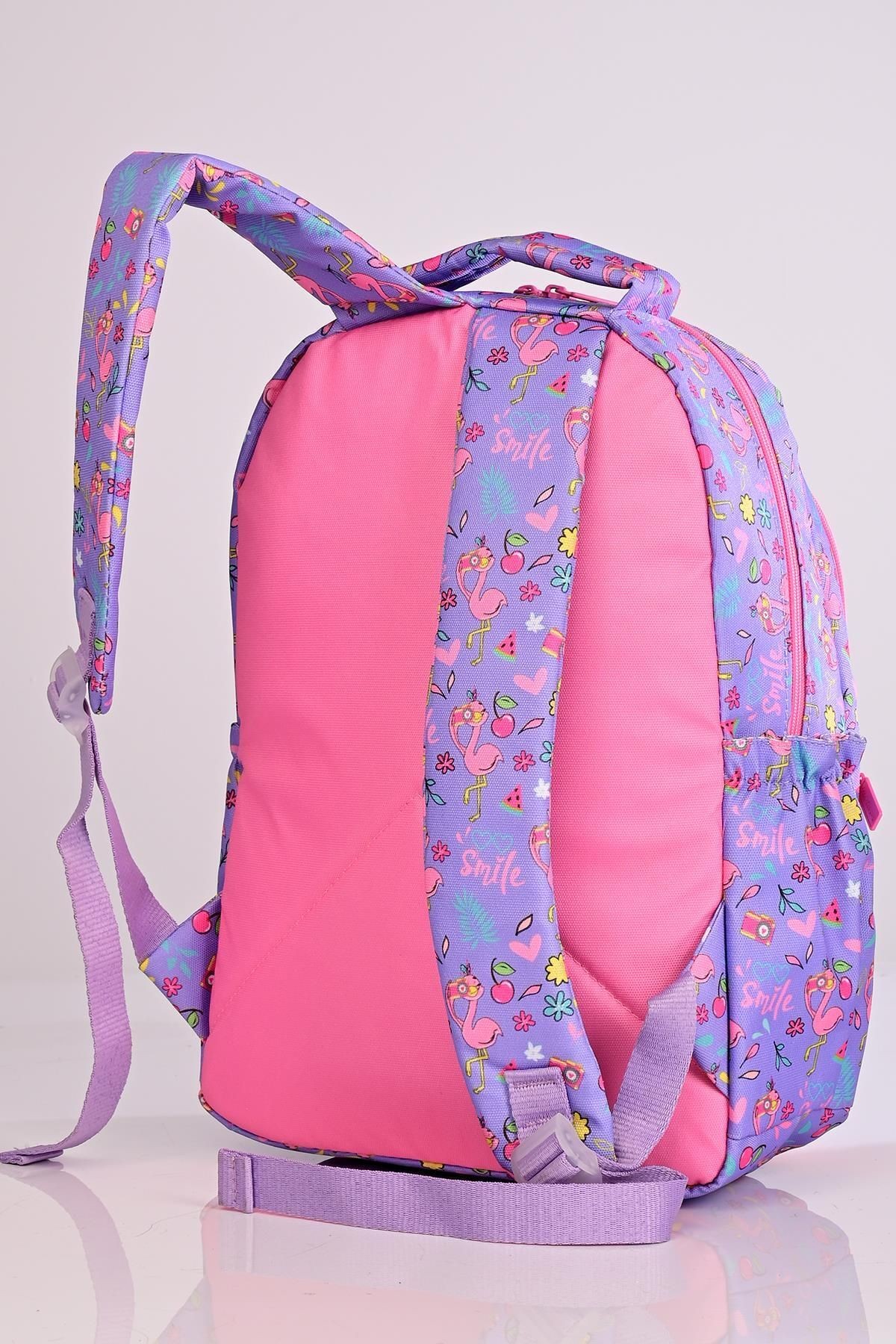 Kıds&Love L5074 Lila Flamingo Okul Sırt Çantası Beslenmeli Set