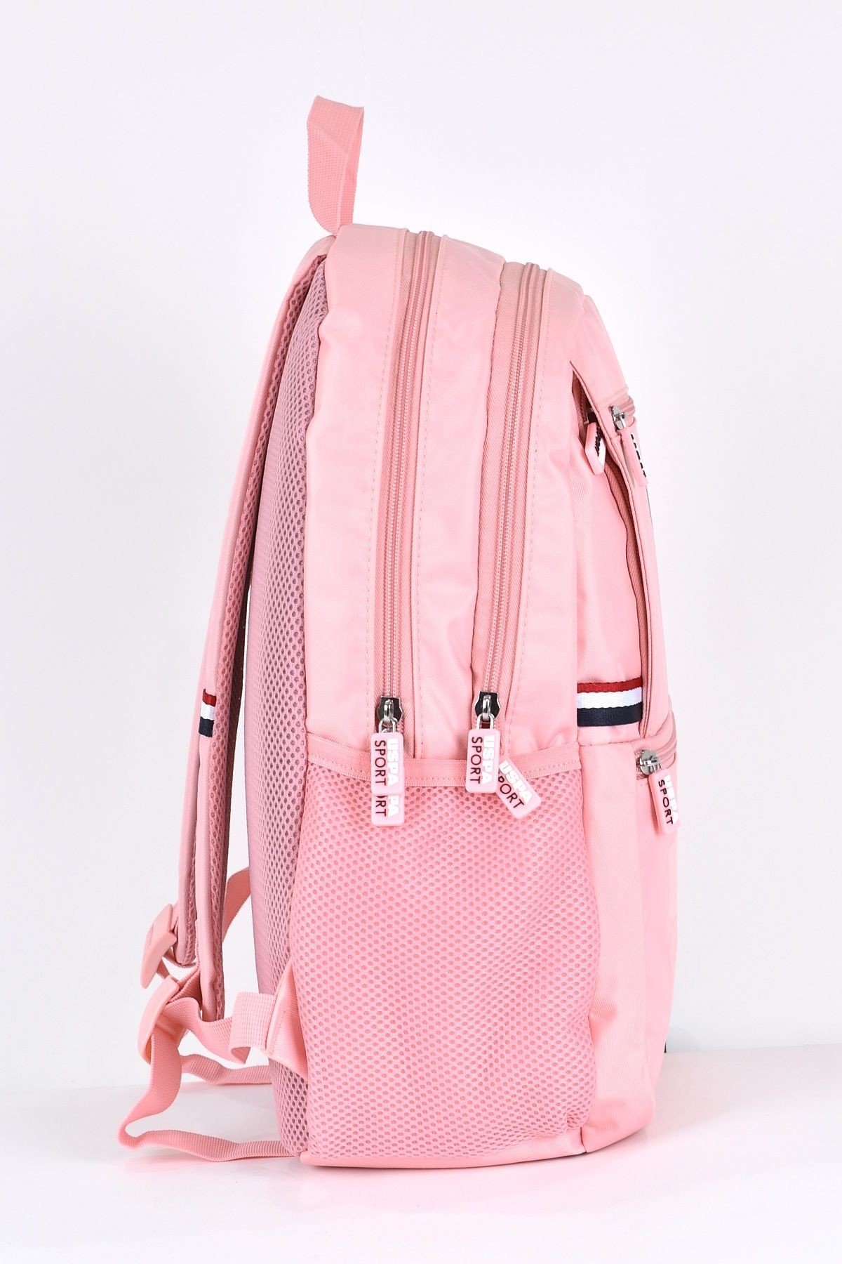 U.S. Polo Assn. Çok Gözlü Kız Çocuk Okul Çantası Pembe Seyahat Günlük Sırt Çantası PLCAN24439