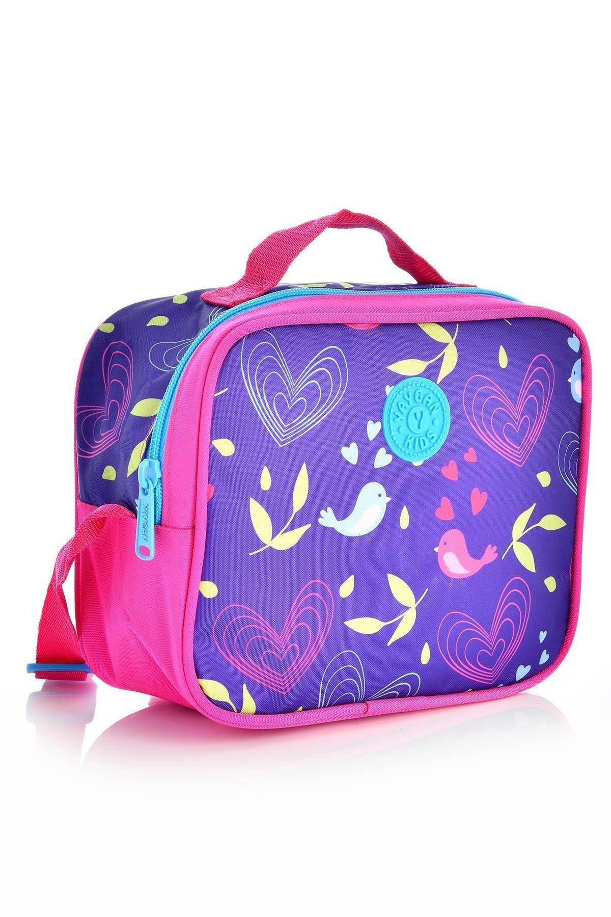 Kids 14368 Kalp Ve Kuş Desenli Okul Sırt Çantası 3'lü Set