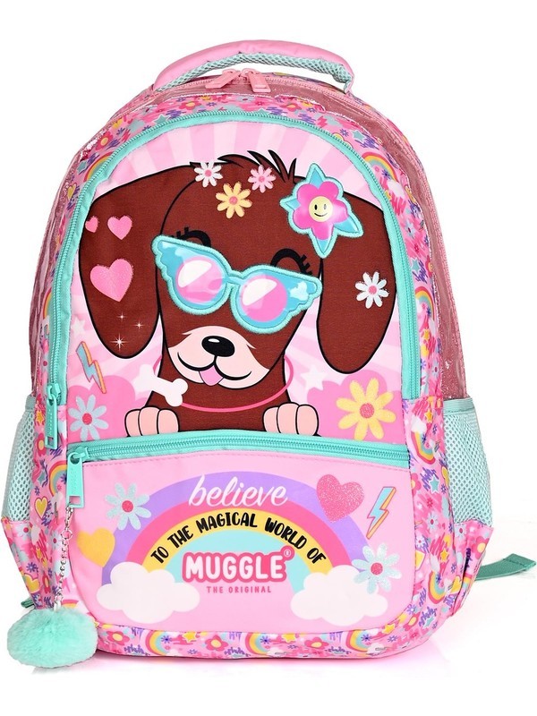 9008 Cute Dog Ilkokul Sırt Çantası Kalemlikli Set Pembe