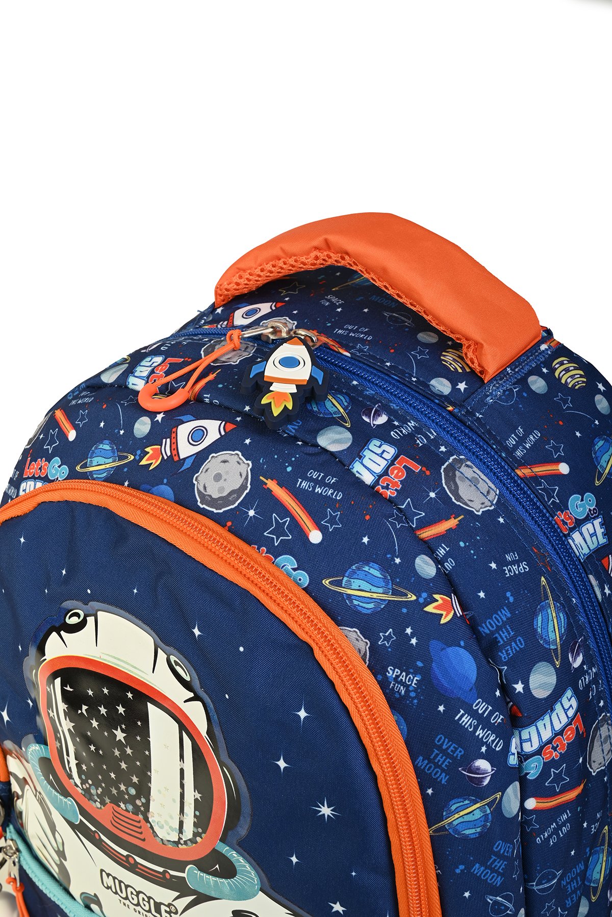 Muggle Mu5868 Astronot İlkokul Sırt Çantası 3'Lü Set [Okul Çantası+Beslenme Çantası+Kalem Kutusu)