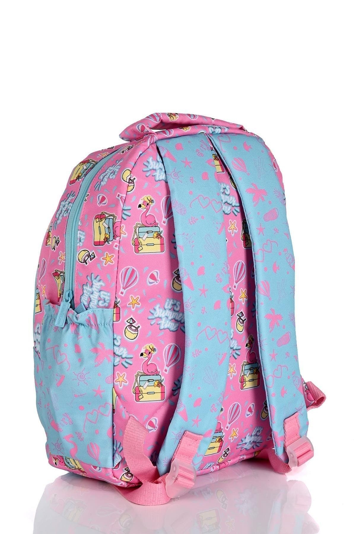 Kids Love Pink Flamingo Sırt Çantası L5072 Beslenme Çantalı Set