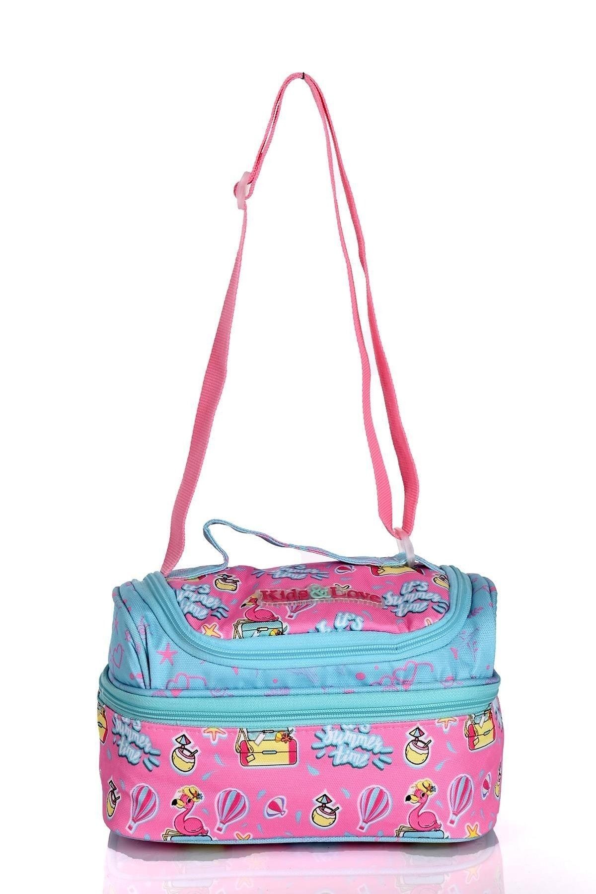Kids Love Pink Flamingo Sırt Çantası L5072 Beslenme Çantalı Set