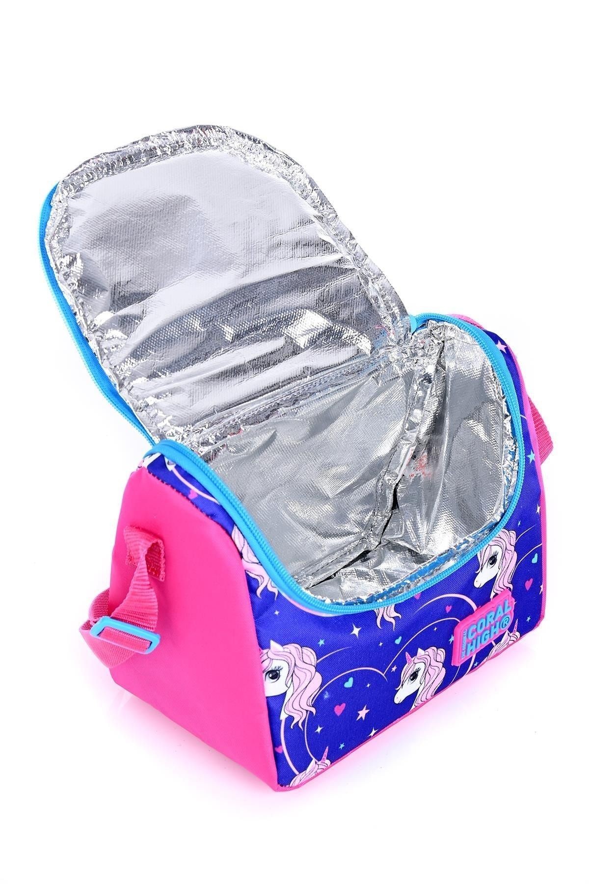 23492 Mor Unicorn Desenli 3' Lü Okul Çantası Seti
