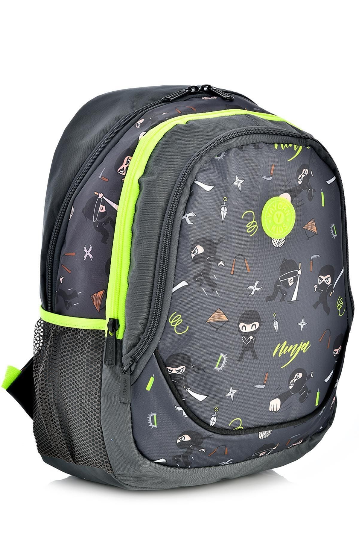 Kids 14375 Ninja Desenli Okul Sırt Çantası 3'lü Set