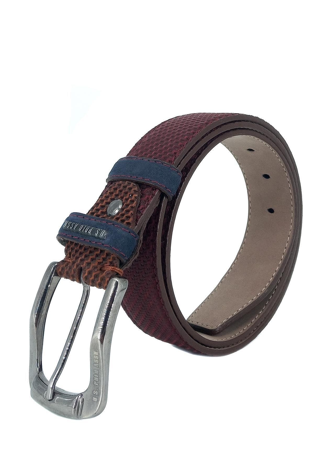 U.s. Polo Assn. Hakiki Deri Erkek Kemeri Bordo