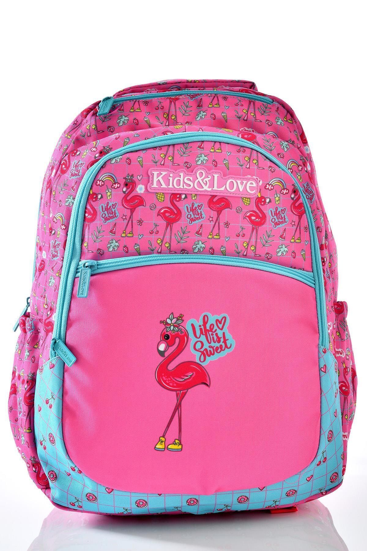 Kıds Love Flamingo Okul Sırt Çantası L5023 Beslenme Çantalı Set