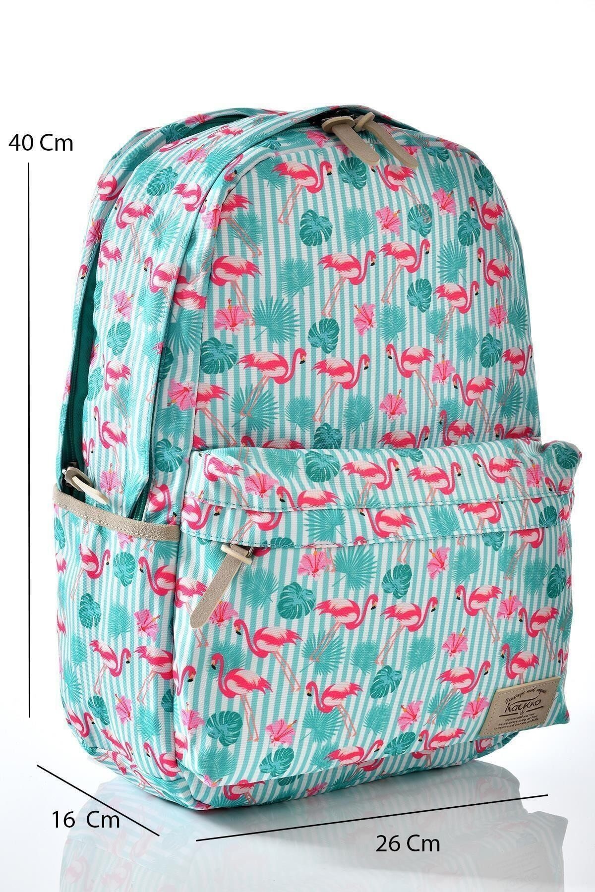 K1128 Flamingo Desenli Kalemlikli Set Okul Sırt Çantası