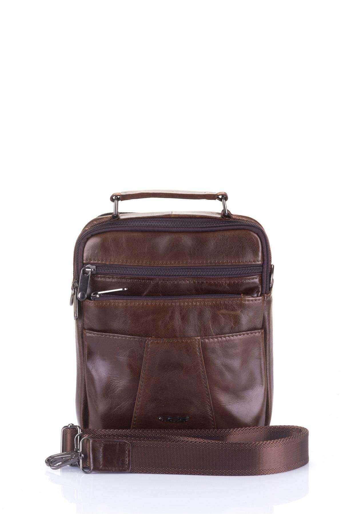 Ççs 31007 Hakiki Deri Uzun Askılı El Çantası Kahverengi