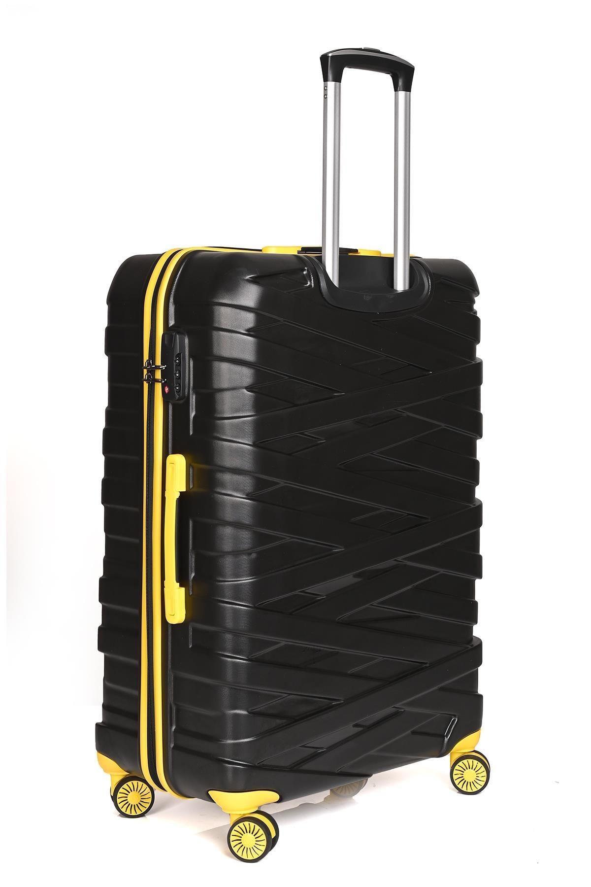 Ççs 4 Tekerlekli Unisex Büyük Boy Valiz Siyah-Sarı