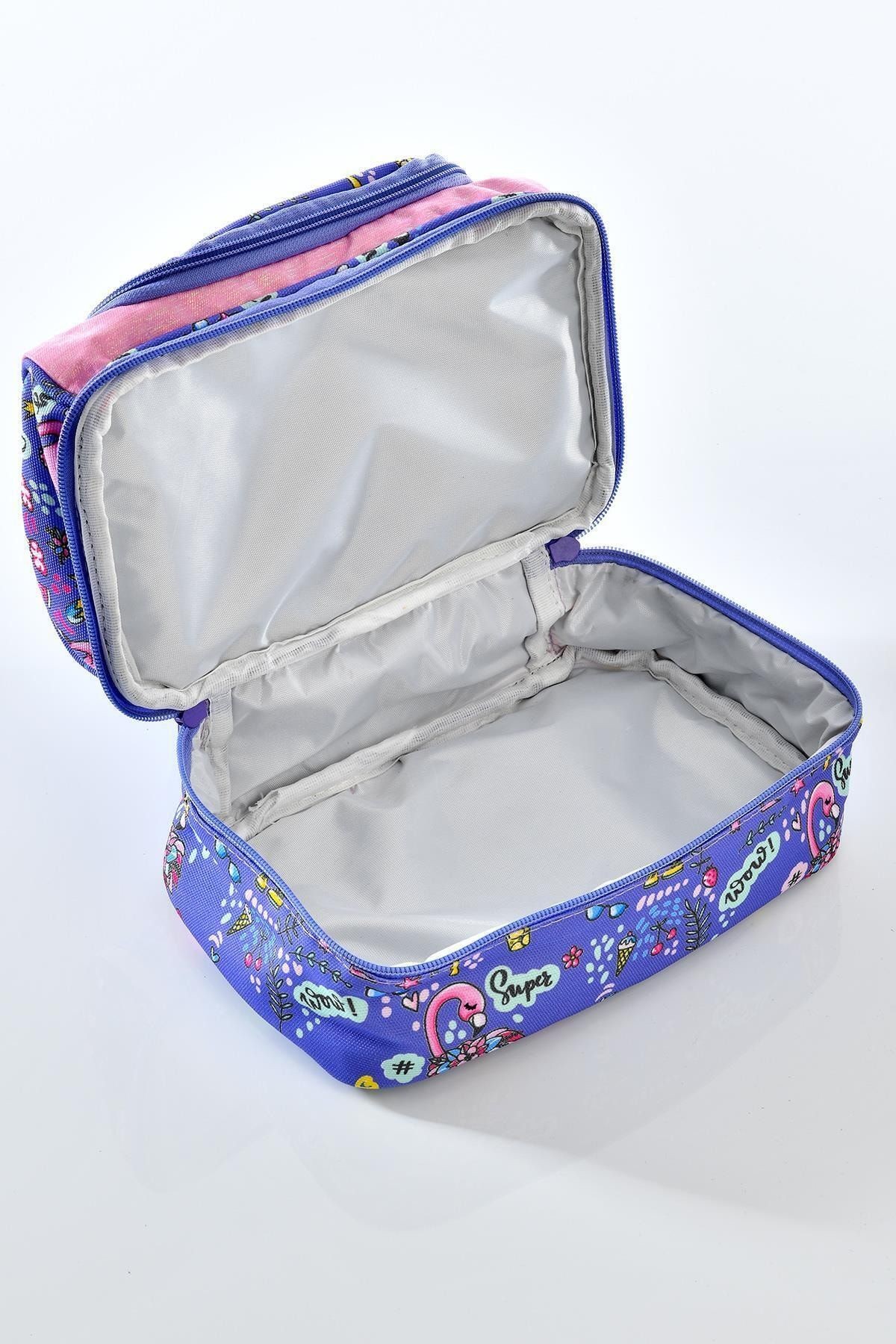Kıds Love Flamingo Simli Okul Sırt Çantası L5019 Beslenme Çantalı Set