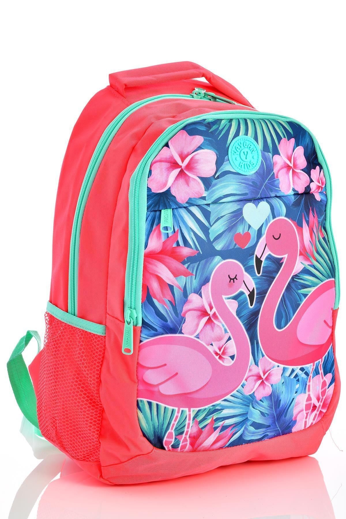 Kids 14377 Flamingo Desenli Okul Sırt Çantası 3'lü Set Pembe