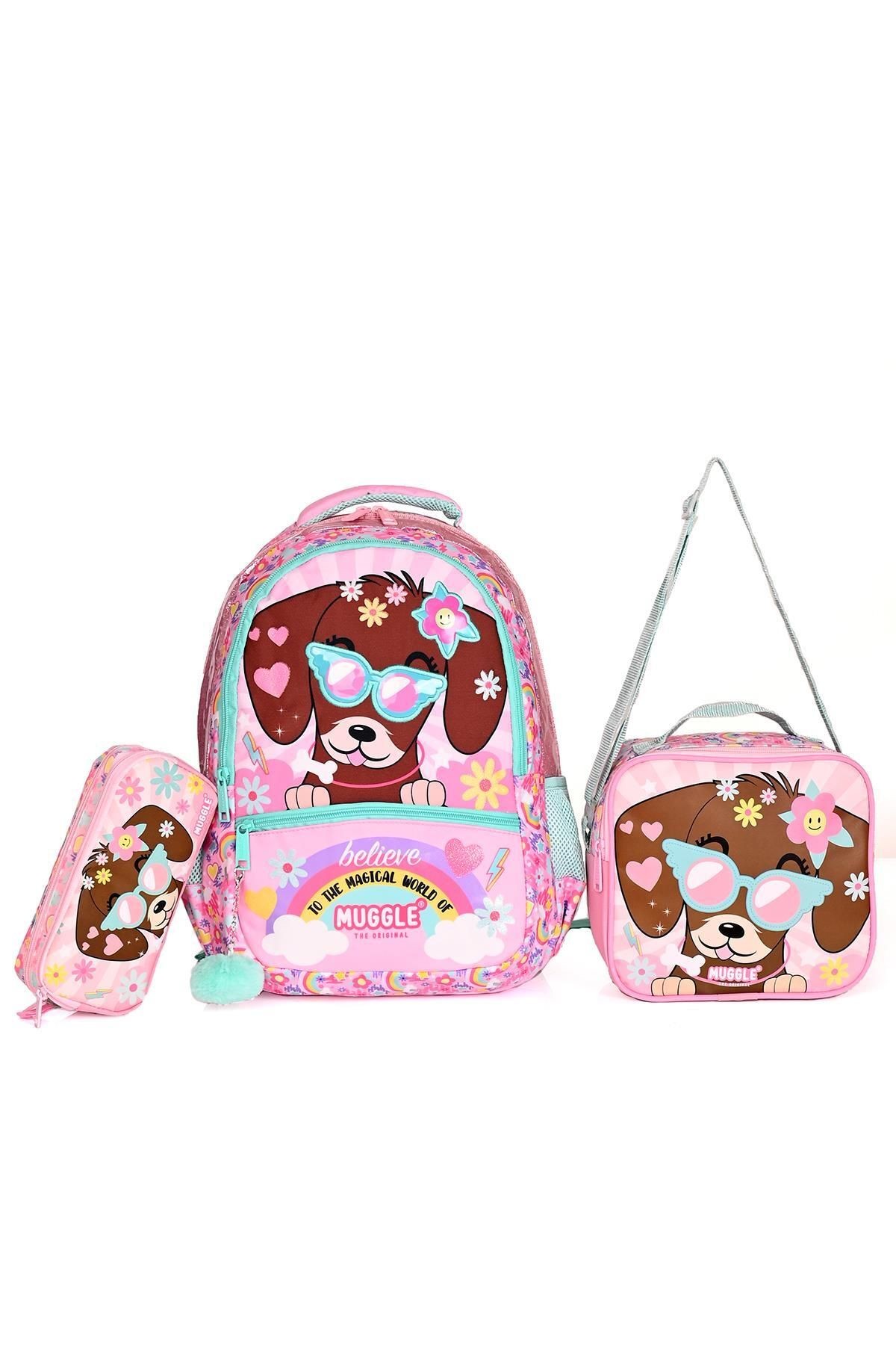 9008 Cute Dog Okul Sırt Çantası 3'Lü Set
