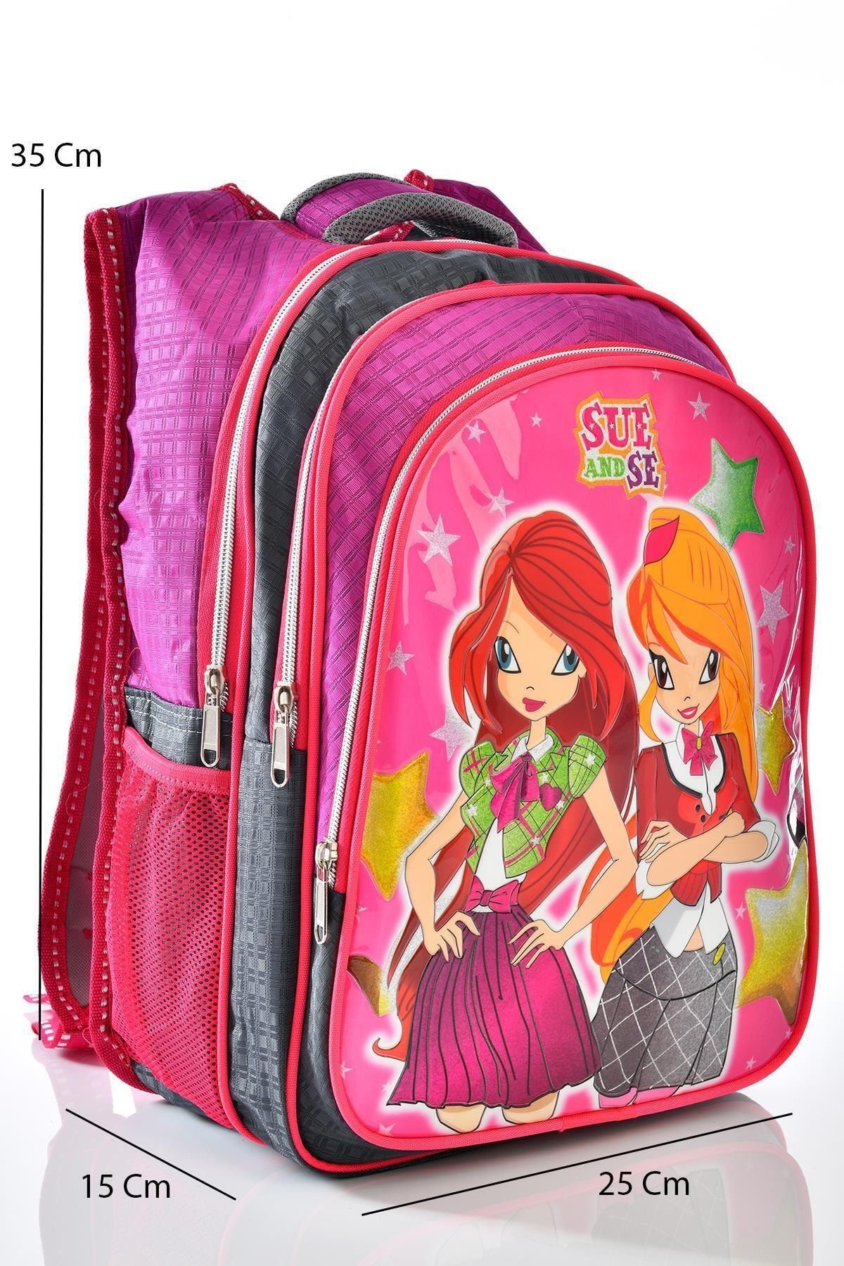 Kız Çocuk Pembe Ortopedik Beslenmeli Okul Sırt Çantası 1002