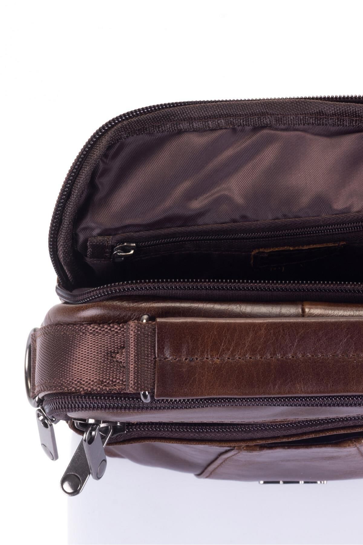 Ççs 31007 Hakiki Deri Uzun Askılı El Çantası Kahverengi