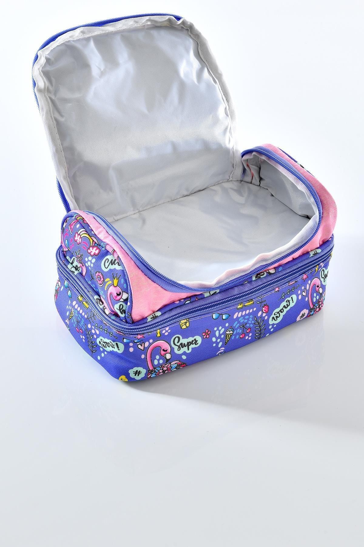 Kıds Love Flamingo Simli Okul Sırt Çantası L5019 Beslenme Çantalı Set