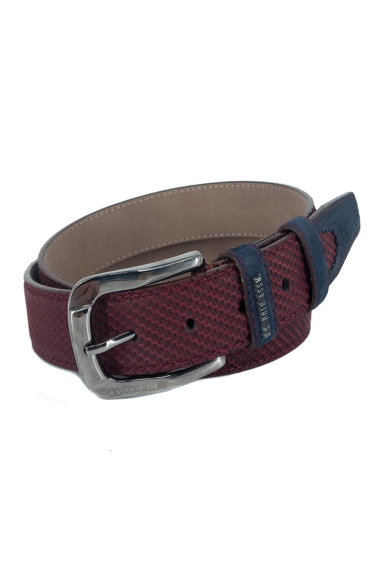 U.s. Polo Assn. Hakiki Deri Erkek Kemeri Bordo