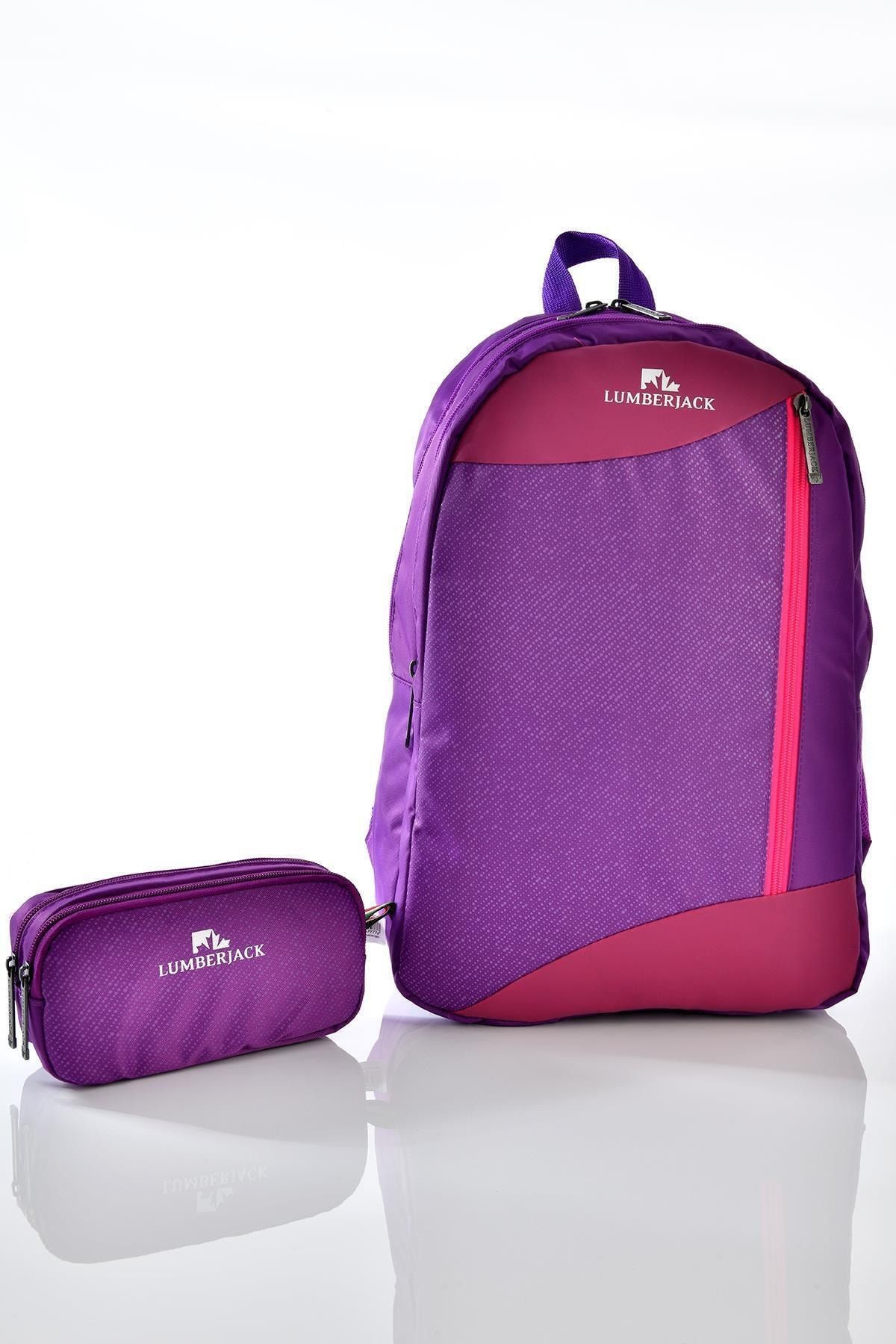 9424 Okul Sırt Çantası Kalemlikli Set Mor