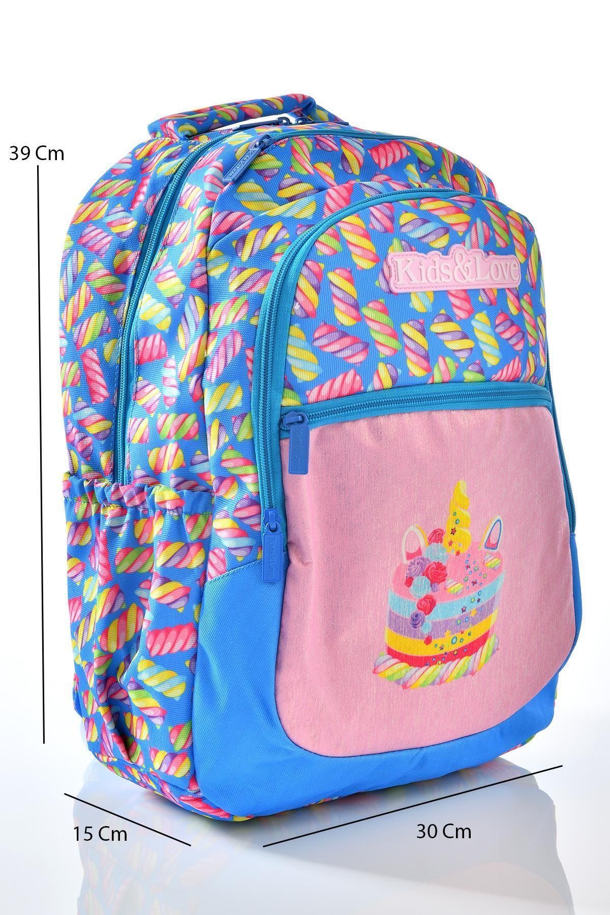 Kıds Love Marsmallow Simli Okul Sırt Çantası L5020 Beslenme Çantalı Set