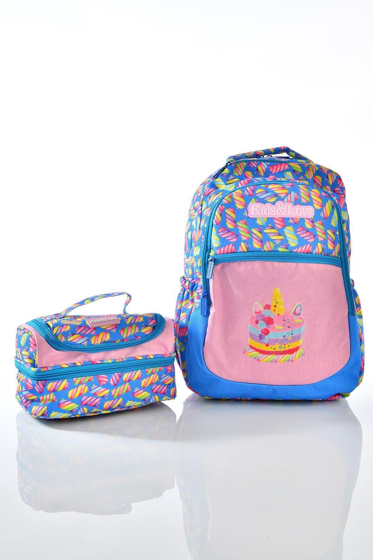 Kıds Love Marsmallow Simli Okul Sırt Çantası L5020 Beslenme Çantalı Set