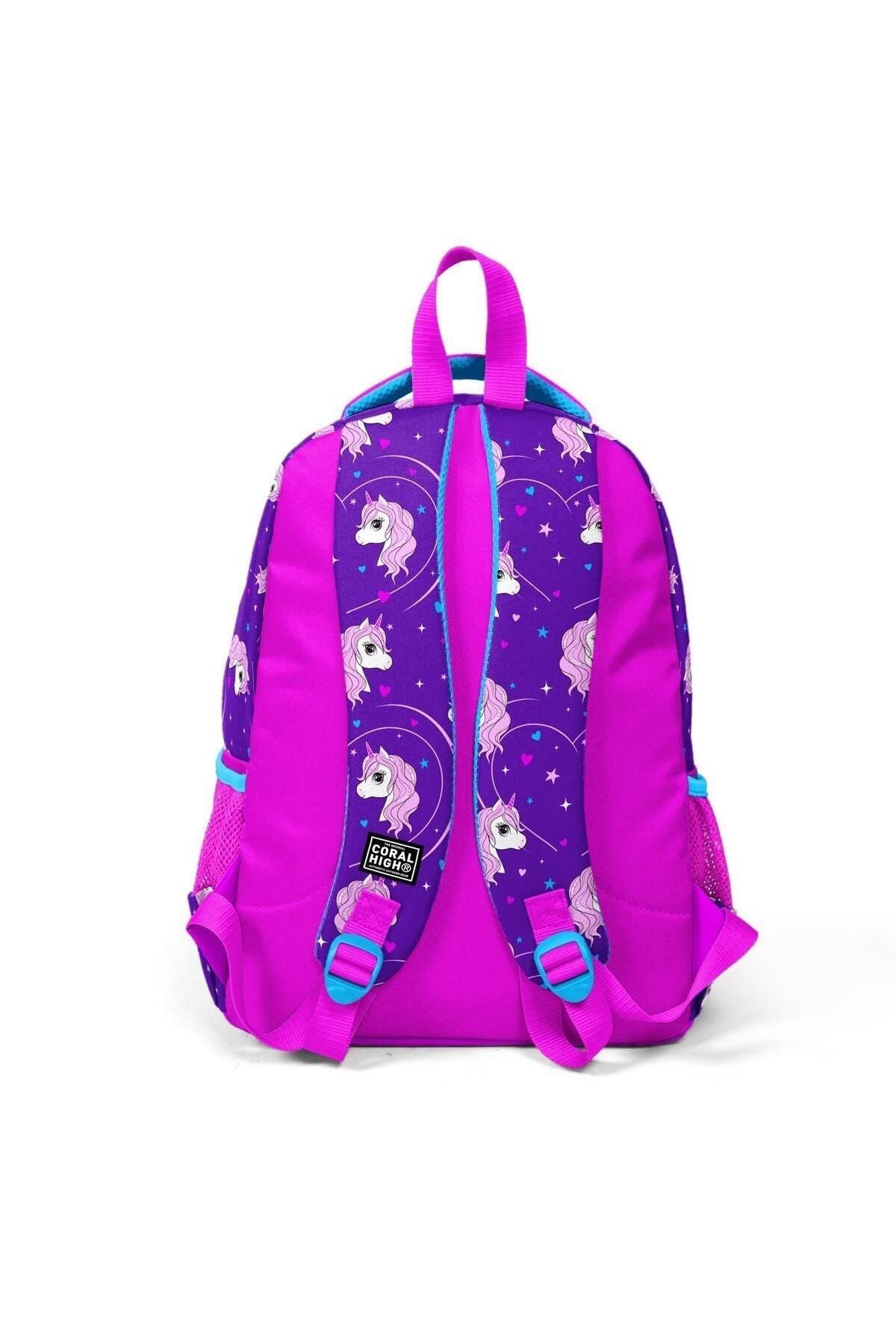 Coral High Kids Mor Pembe Unicorn Desenli 3’lü Okul Çanta Seti SET 23492-MİX3