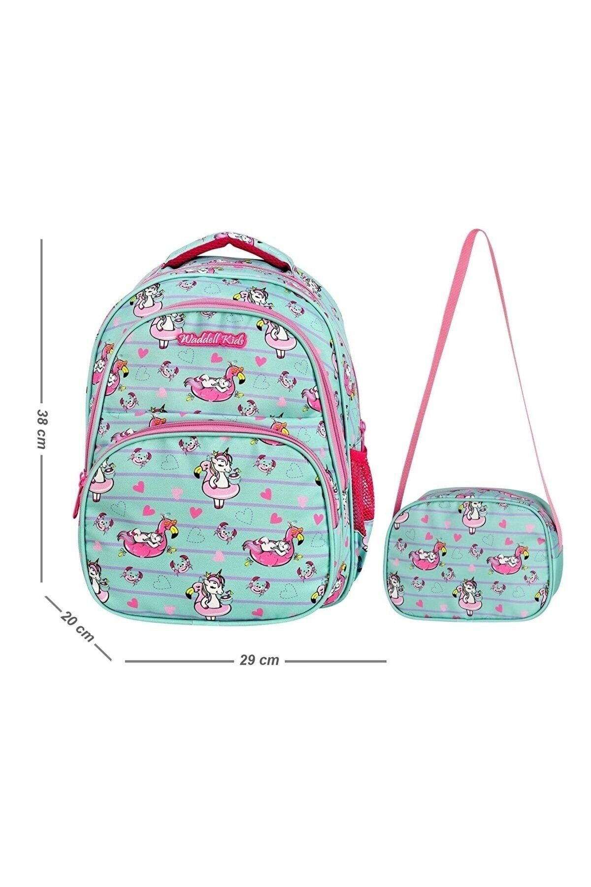 Kids Oval Turkuaz Unicorn Ilkokul Ve Beslenme Çantası - 5050
