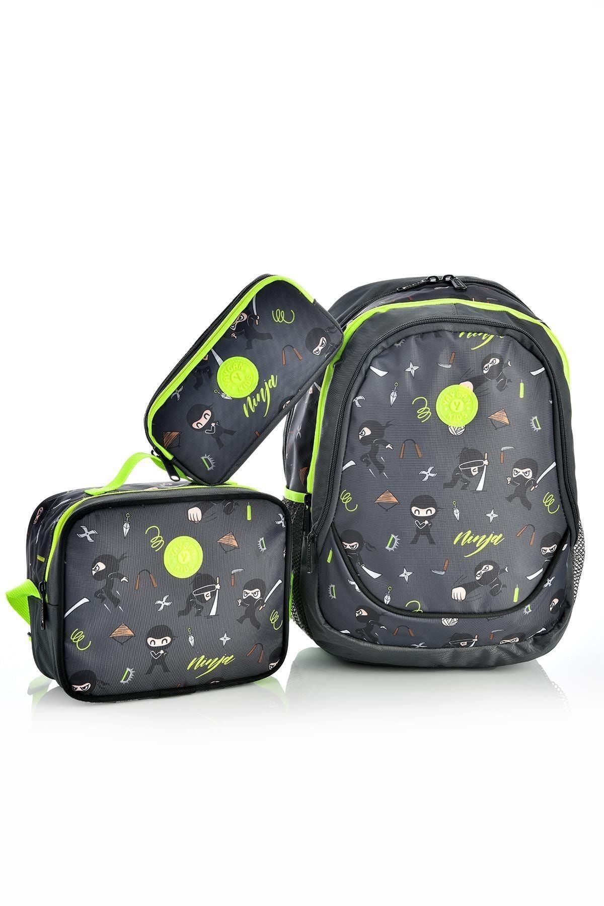 Kids 14375 Ninja Desenli Okul Sırt Çantası 3'lü Set