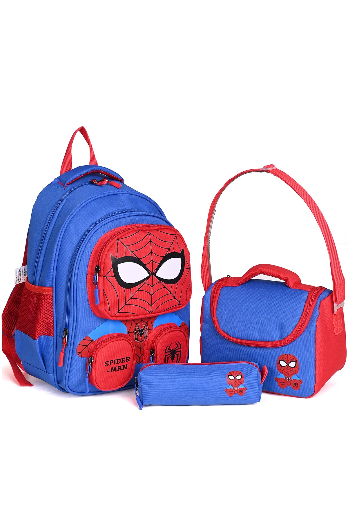 Spiderman Figürlü 3'lü Okul Çanta Seti – İlkokul Sırt Çantası, Beslenme Çantası ve Kalemlik