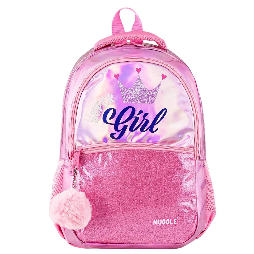 Muggle Mu-9039 Super Girl Parlak Kız Çocuk İlkokul Çantası