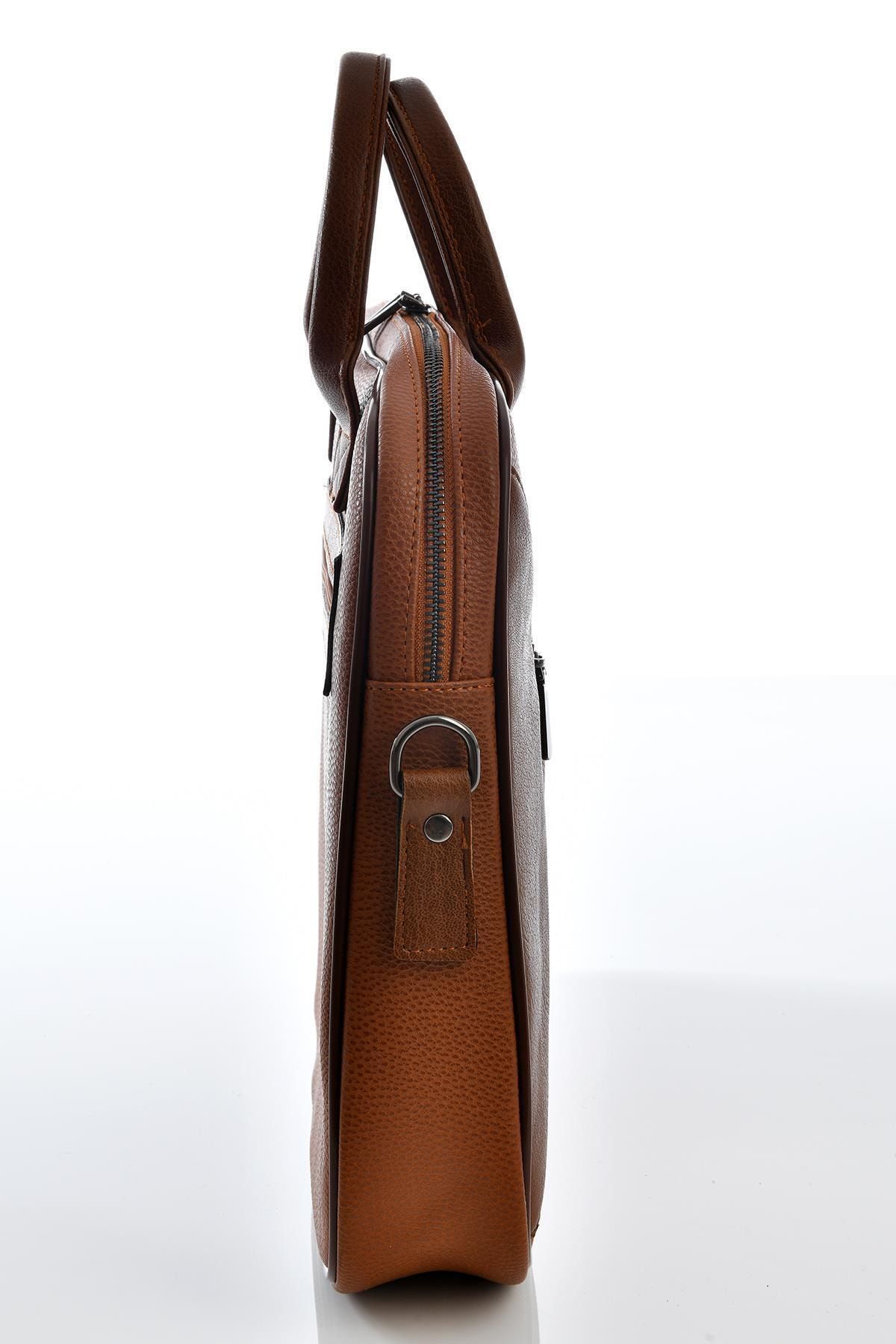 0110 Üst Kalite Laptop Bölmeli Evrak Çantası Taba