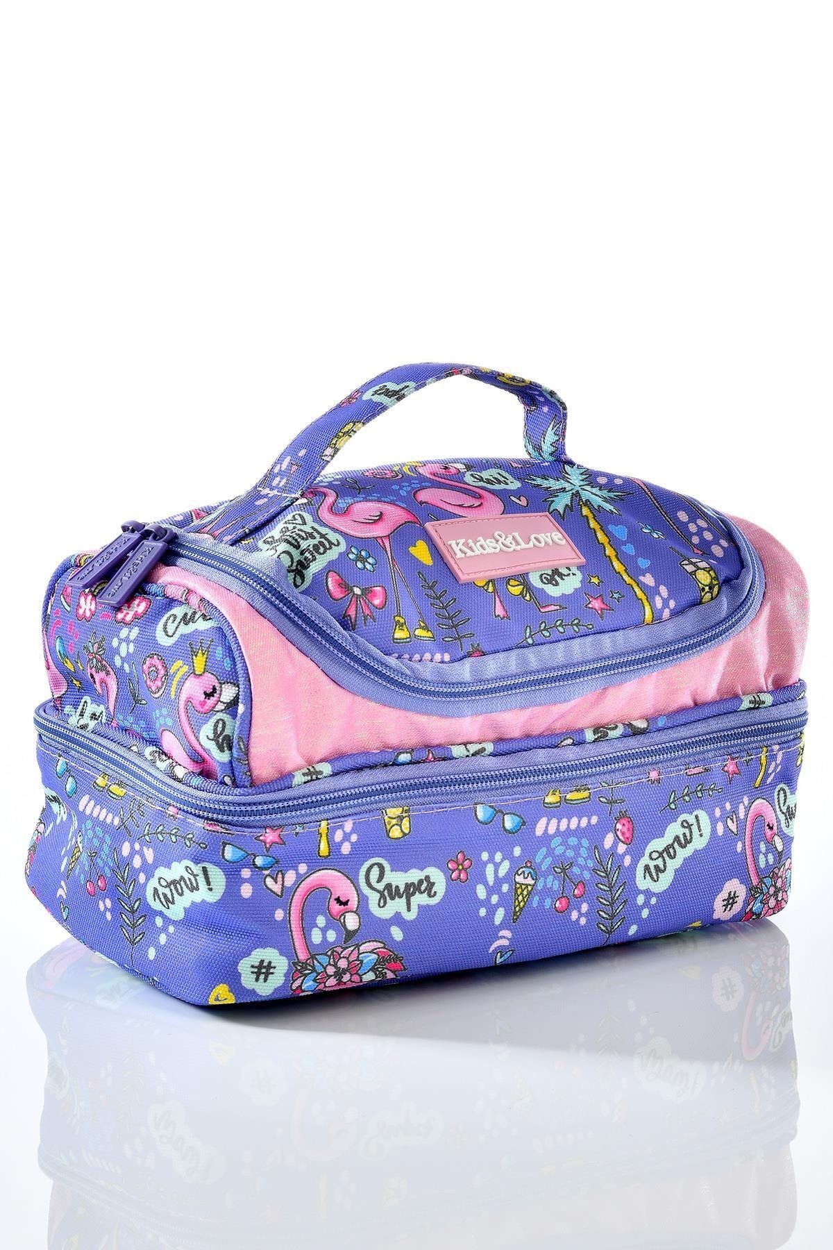 Kıds Love Flamingo Simli Okul Sırt Çantası L5019 Beslenme Çantalı Set
