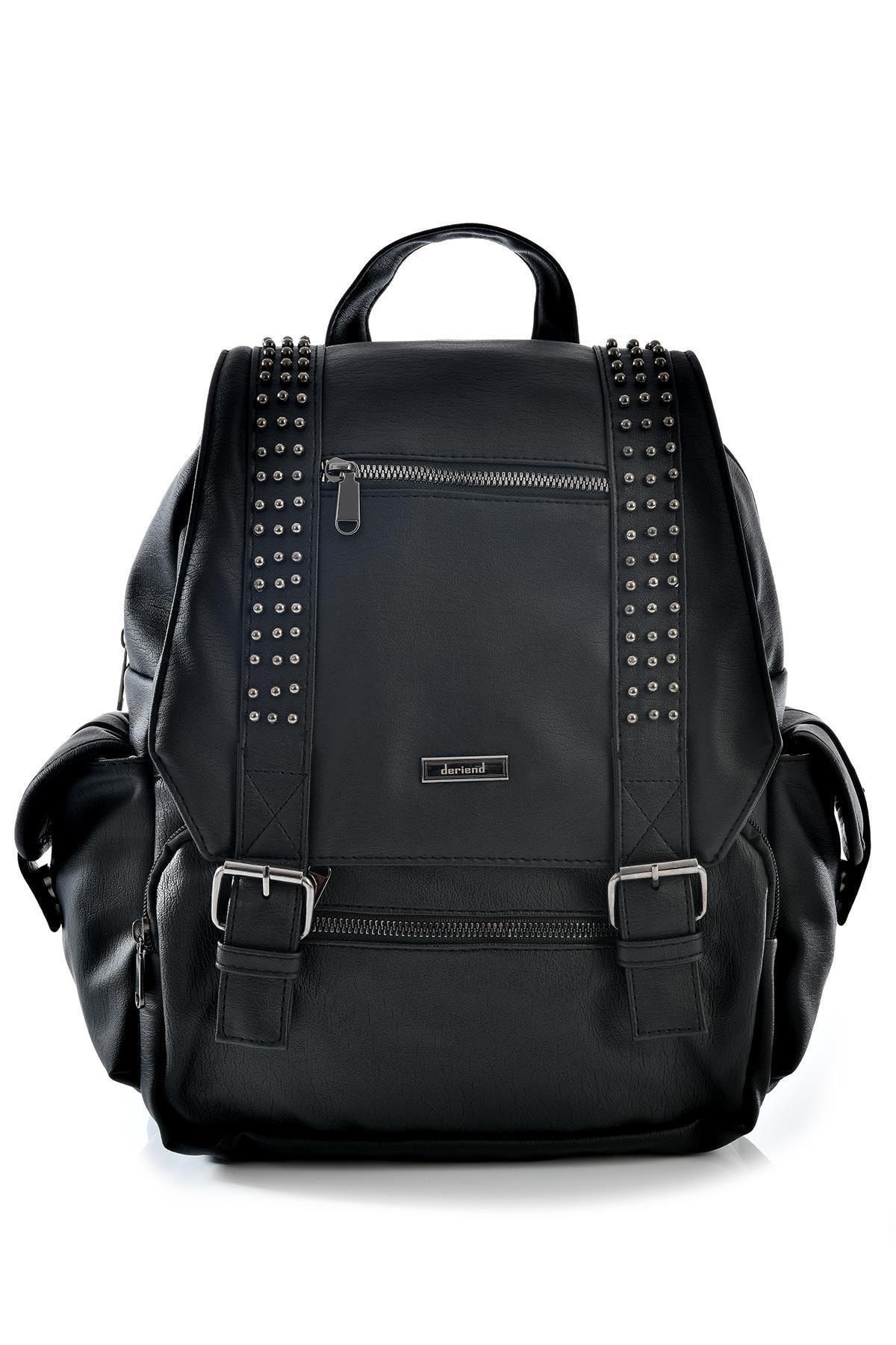 Kadın Siyah Yıkama Deri Sırt Çantası