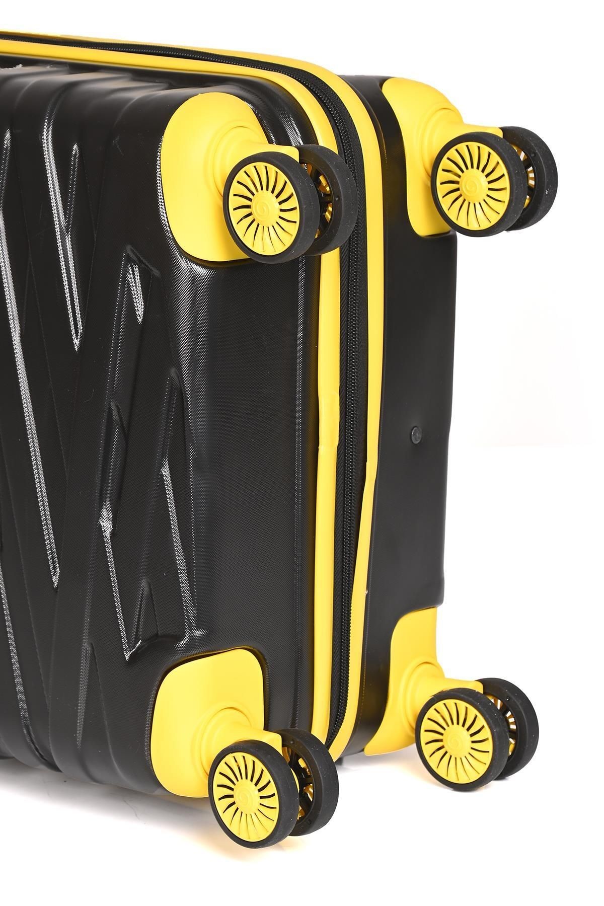 Ççs 4 Tekerlekli Unisex Büyük Boy Valiz Siyah-Sarı